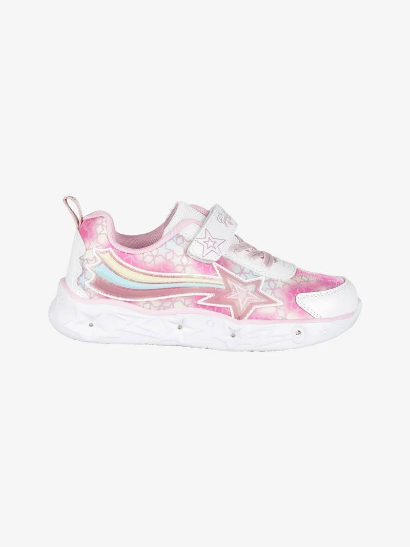Sneakers da bambina con strappo e luci - bianco