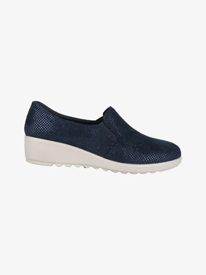 Mocassini donna con zeppa - blu scuro