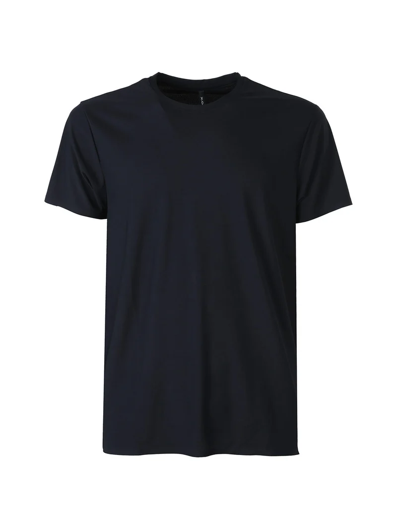 T-shirt girocollo da uomo in tessuto tecnico traspirante - nero