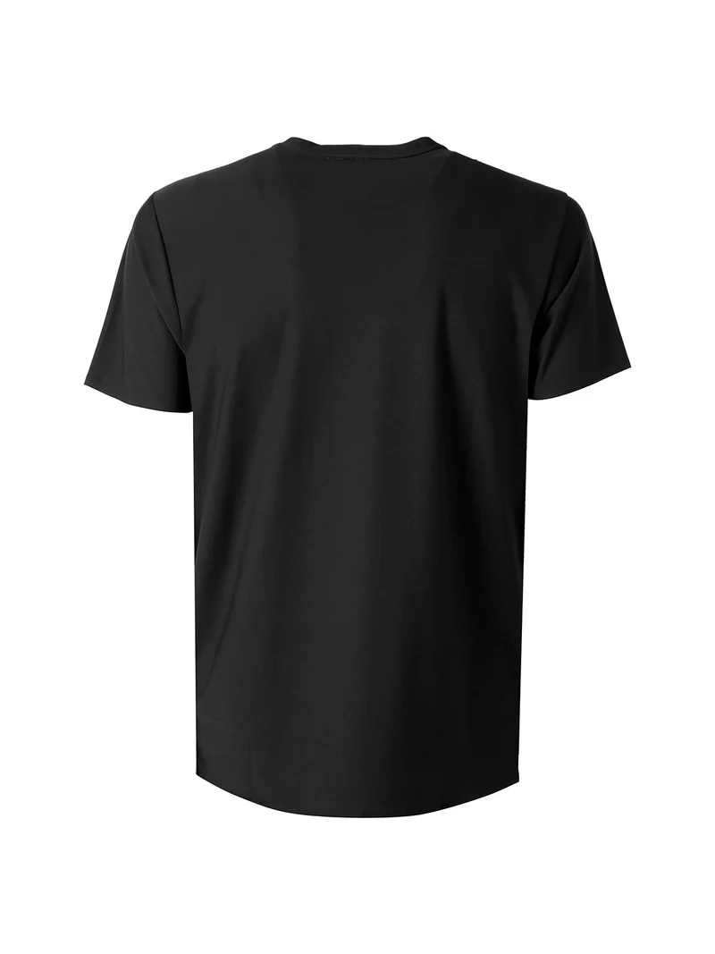 T-shirt girocollo da uomo in tessuto tecnico traspirante - nero