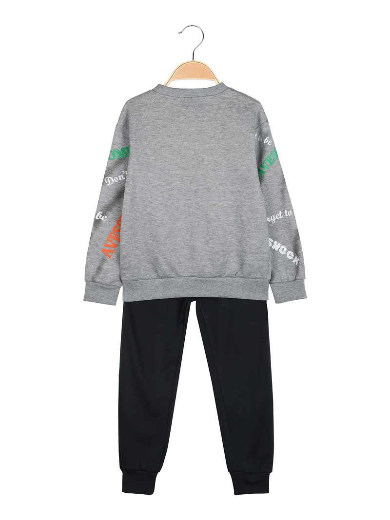 Completo tuta 2 pezzi da bambino con interno felpato - grigio