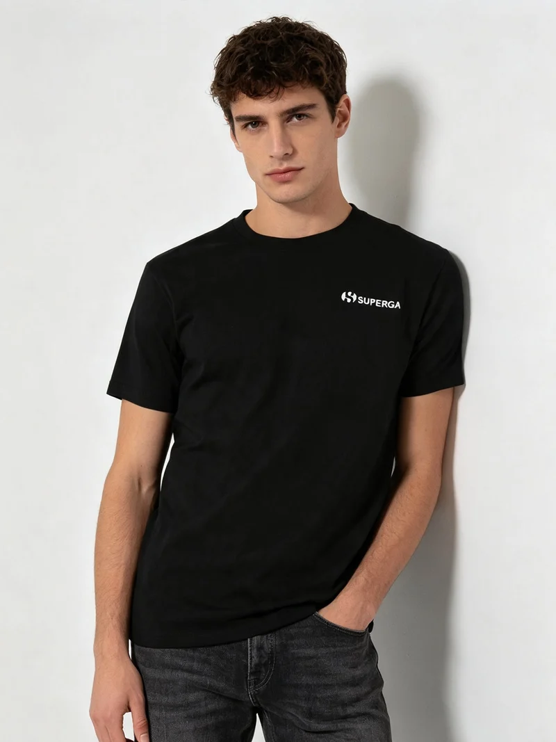 T-shirt da uomo in cotone con logo - nero