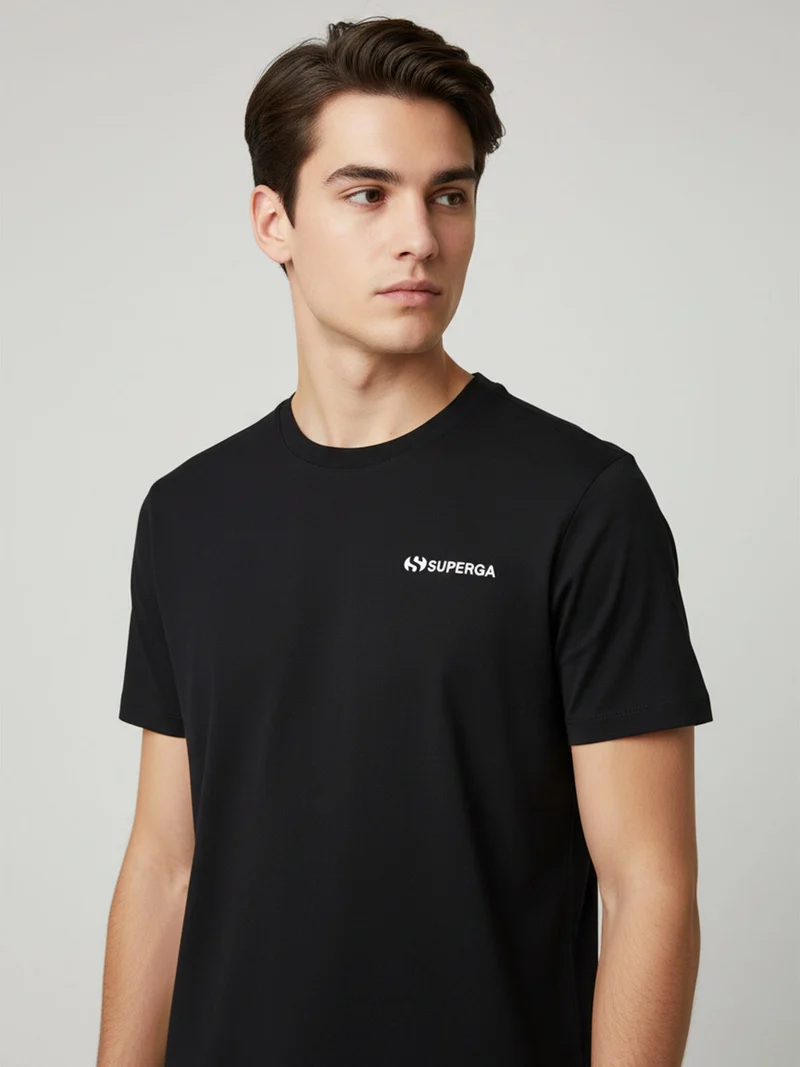 T-shirt da uomo in cotone con logo - nero