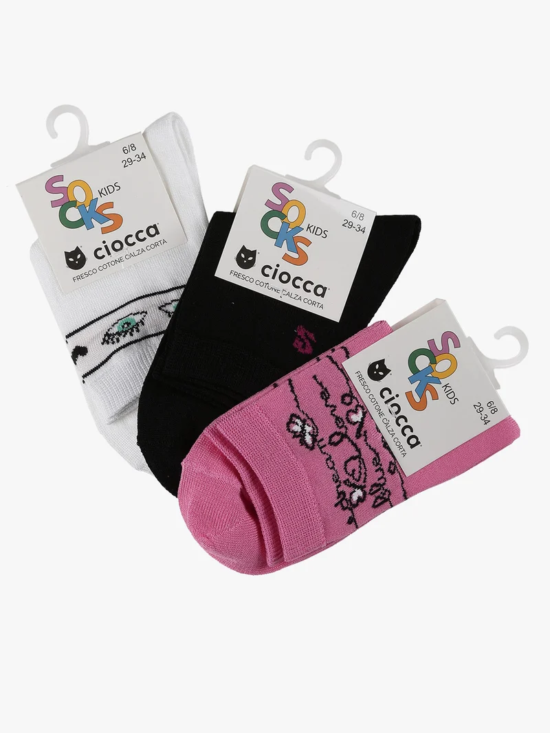 Calze corte da bambina 3 paia - nero