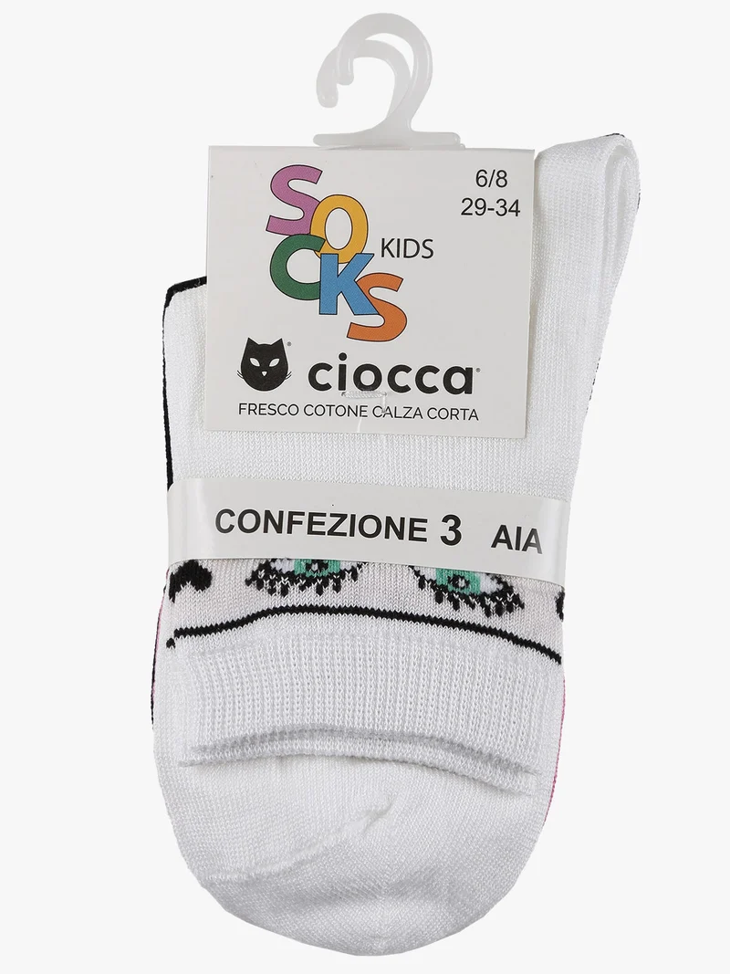 Calze corte da bambina 3 paia - nero