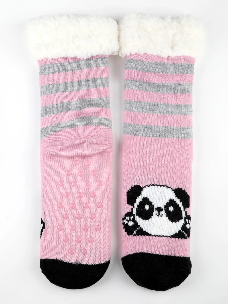 Babbucce antiscivolo da donna con ecopelo - rosa
