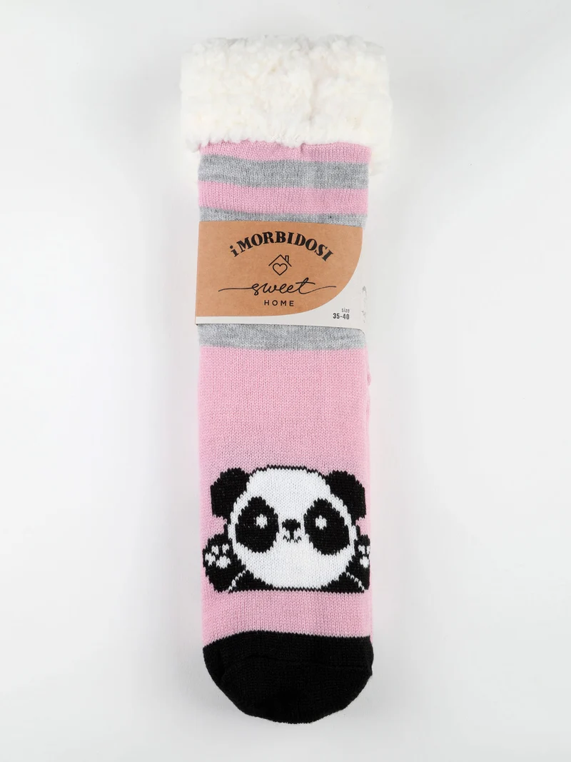 Babbucce antiscivolo da donna con ecopelo - rosa