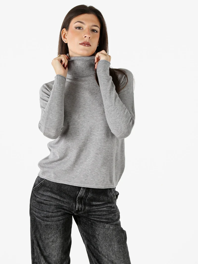 Maglia dolcevita da donna tinta unita - grigio