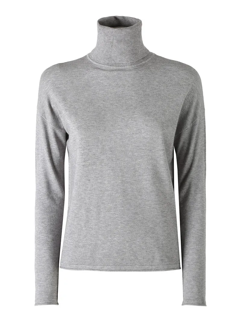 Maglia dolcevita da donna tinta unita - grigio