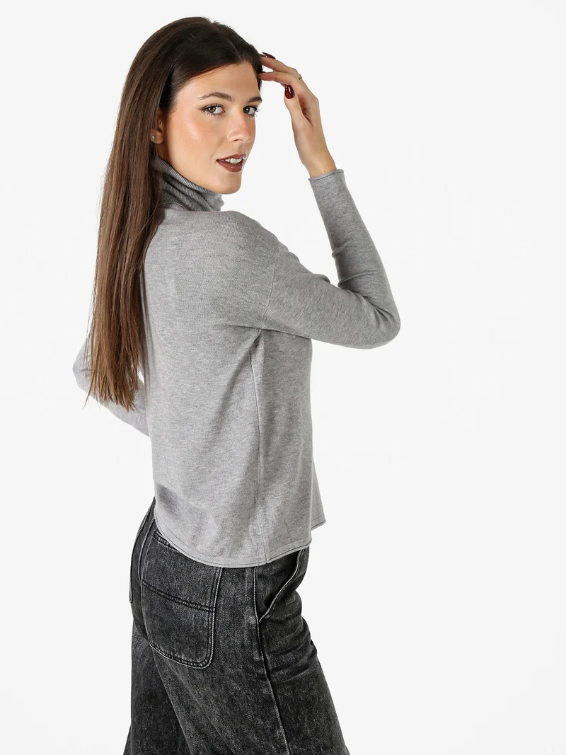 Maglia dolcevita da donna tinta unita - grigio