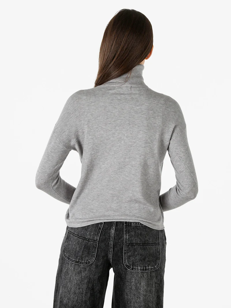 Maglia dolcevita da donna tinta unita - grigio
