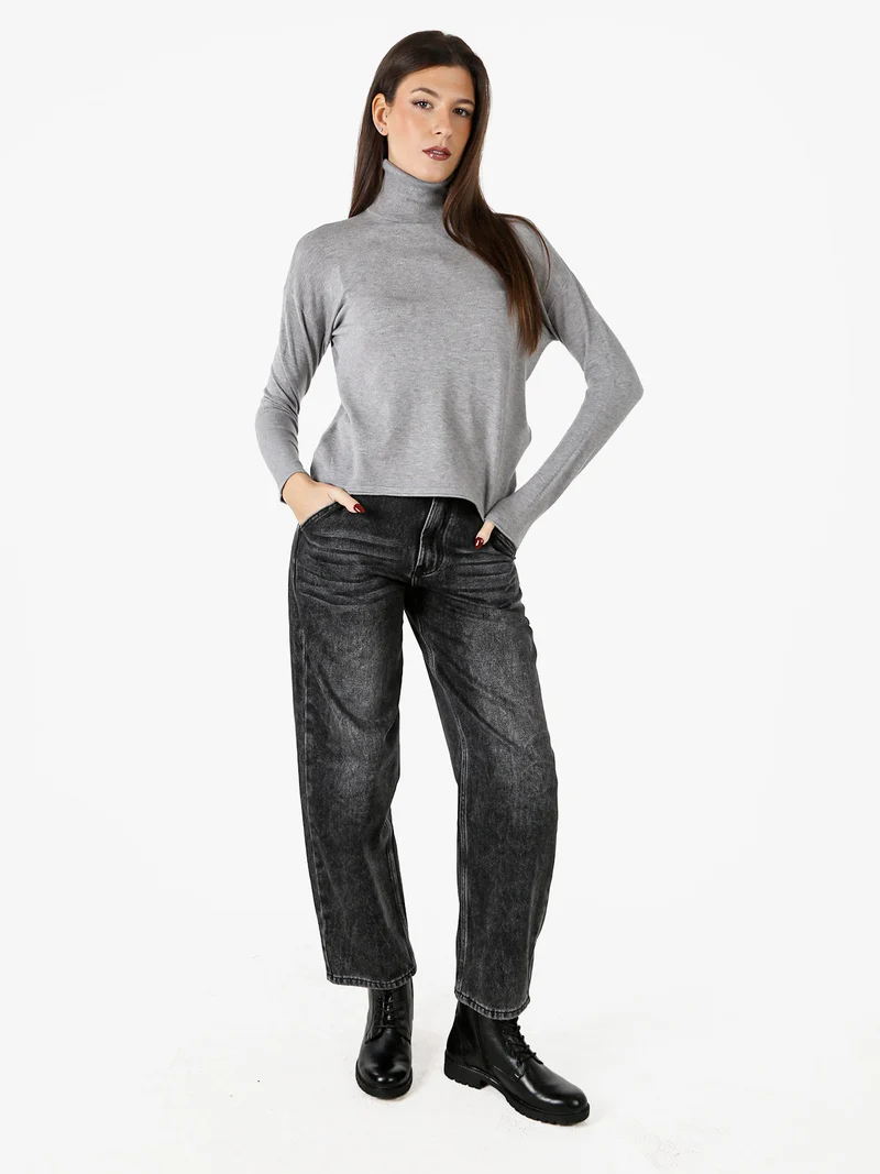 Maglia dolcevita da donna tinta unita - grigio