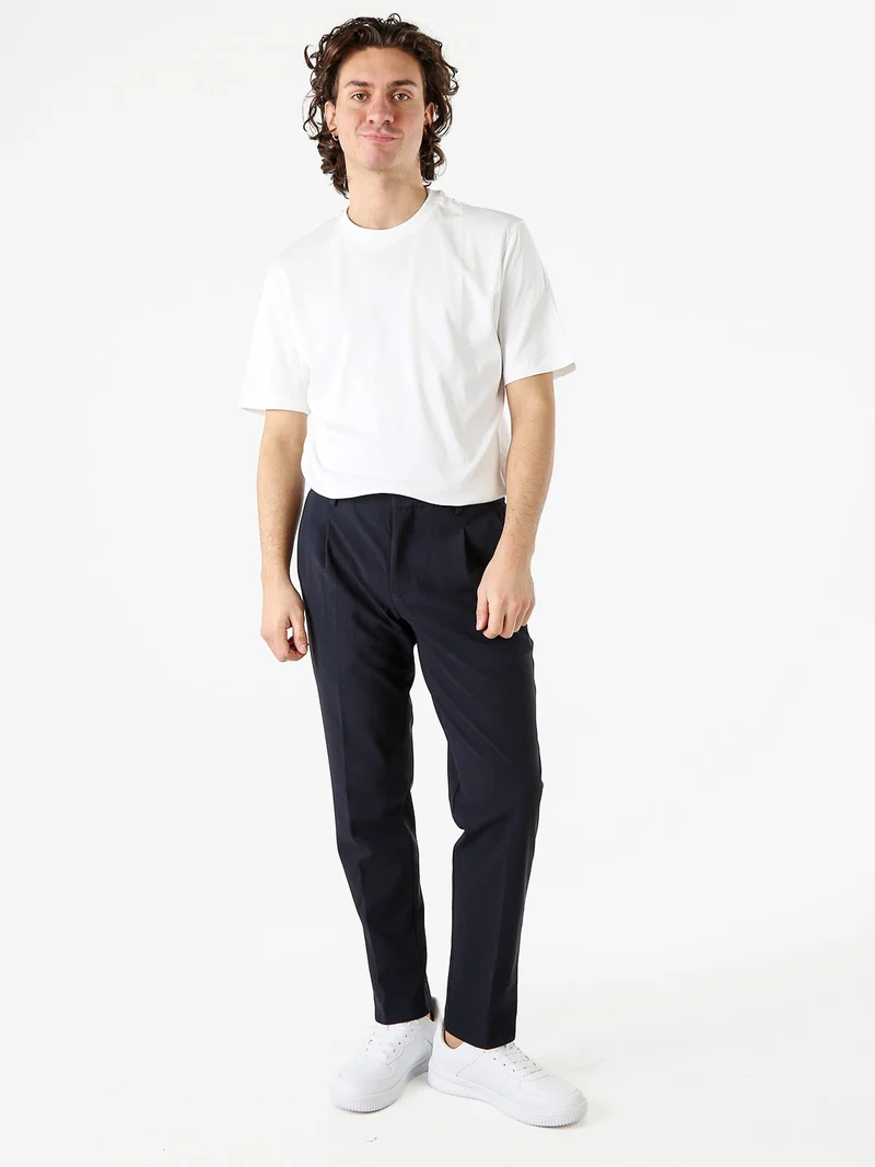 Pantaloni casual da uomo a gamba dritta - blu scuro