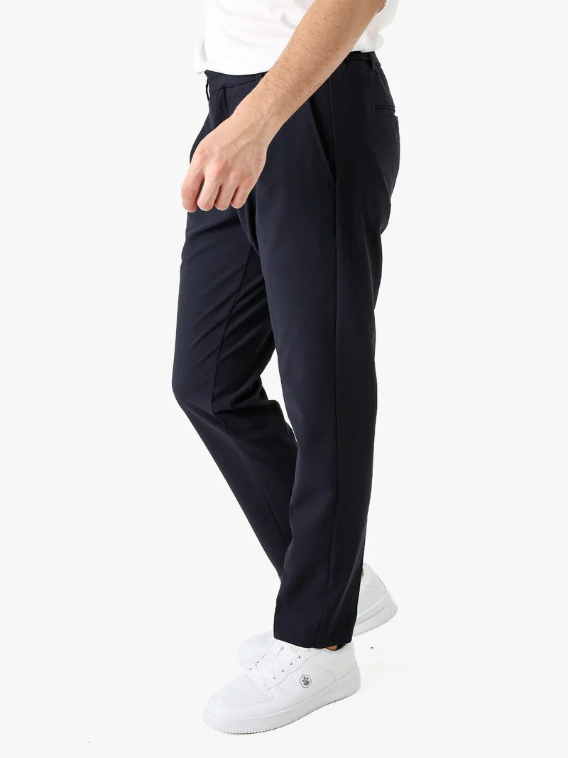 Pantaloni casual da uomo a gamba dritta - blu scuro