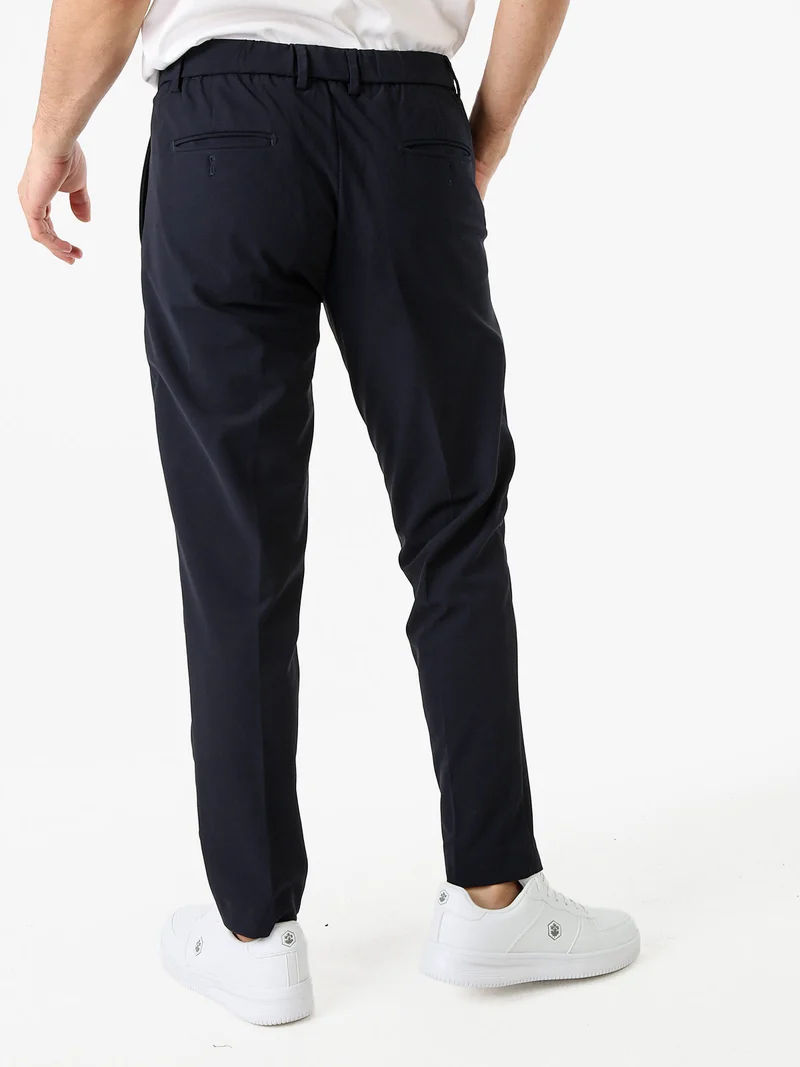 Pantaloni casual da uomo a gamba dritta - blu scuro