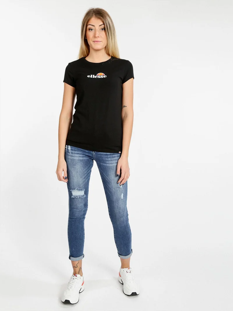 T-shirt donna a maniche corte con stampa - nero
