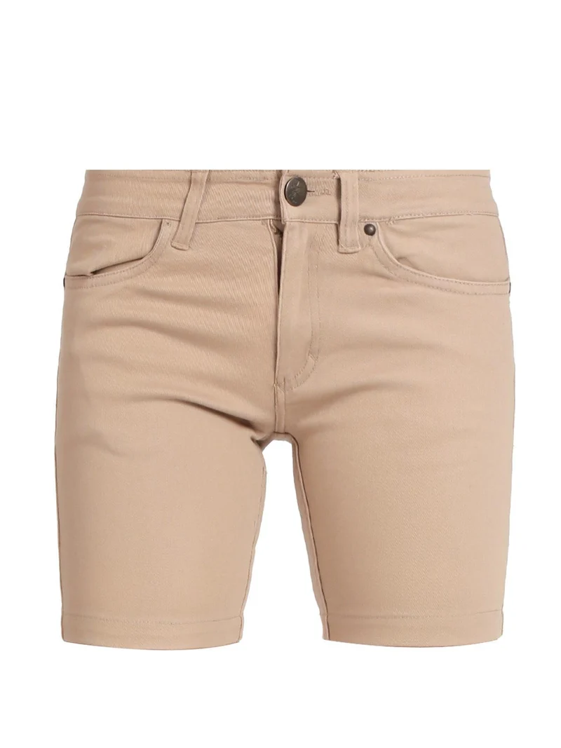 Shorts donna in cotone jeans - beige