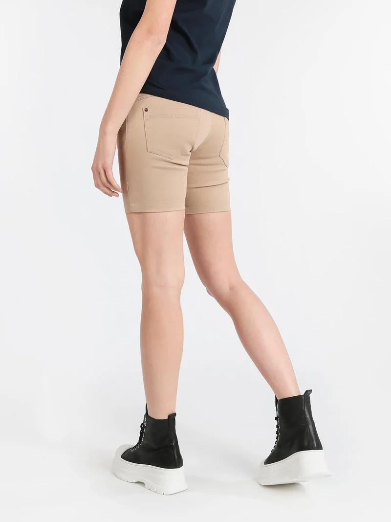 Shorts donna in cotone jeans - beige