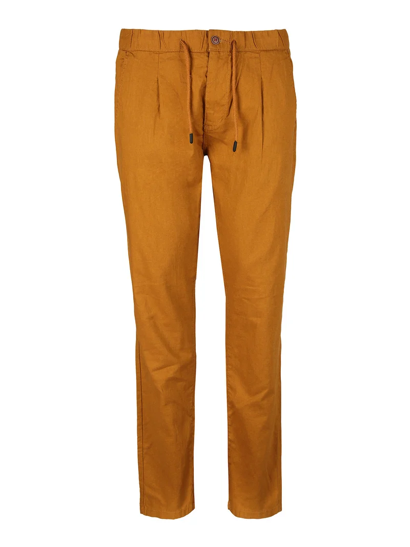 Pantaloni uomo in misto lino - senape