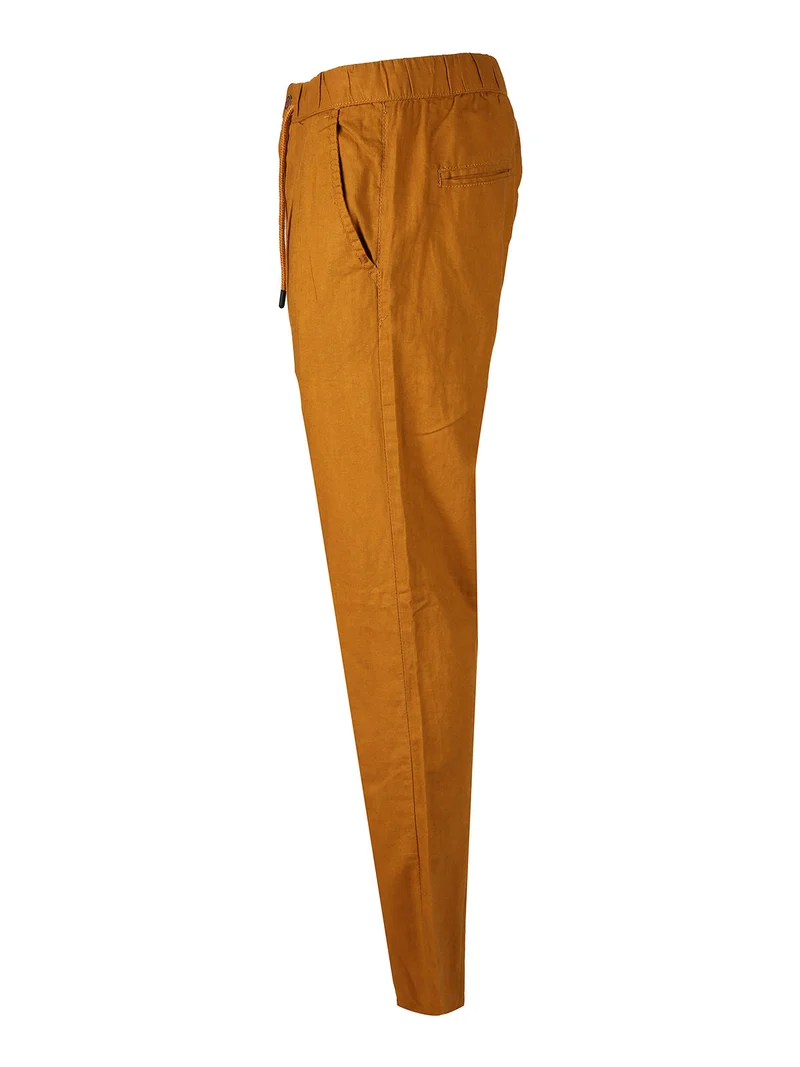 Pantaloni uomo in misto lino - senape