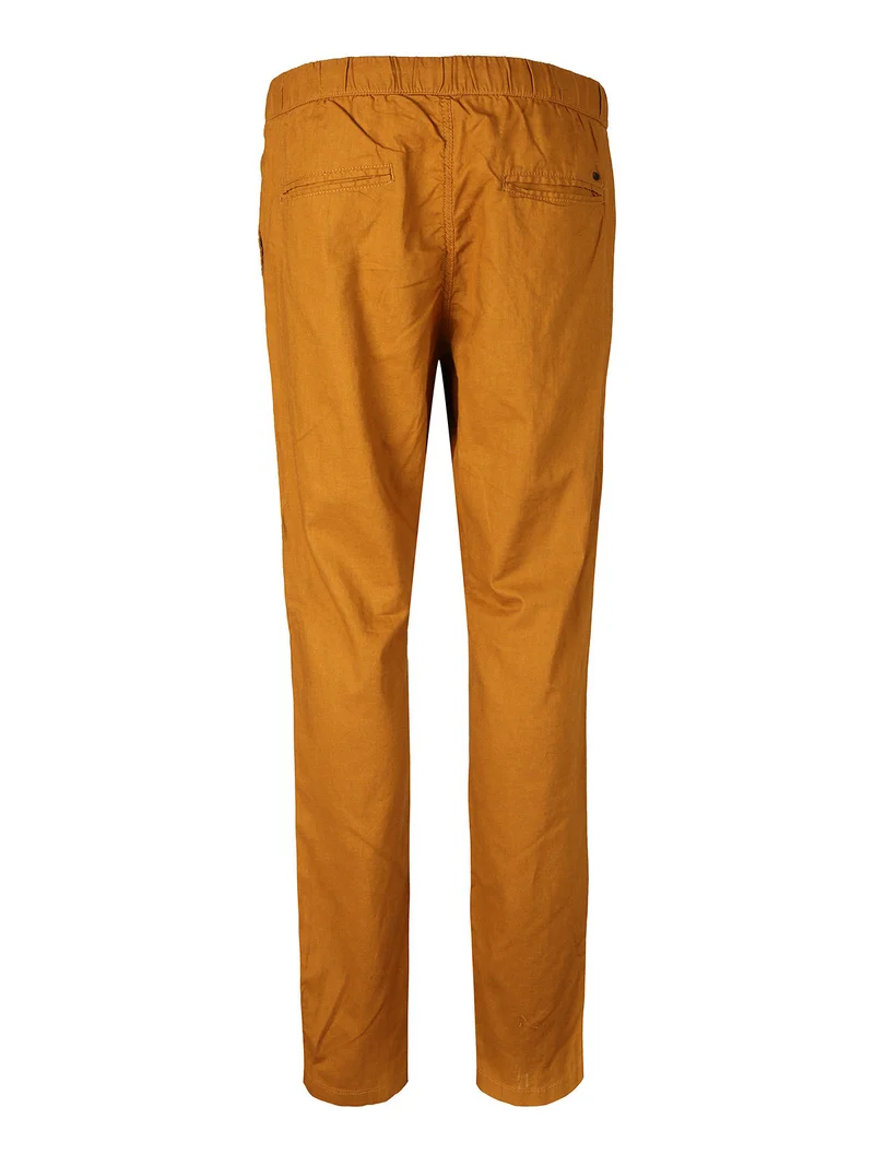 Pantaloni uomo in misto lino - senape