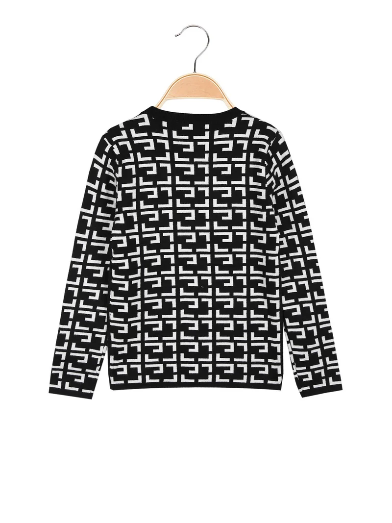 Pullover da bambina con bottoni dorati - nero
