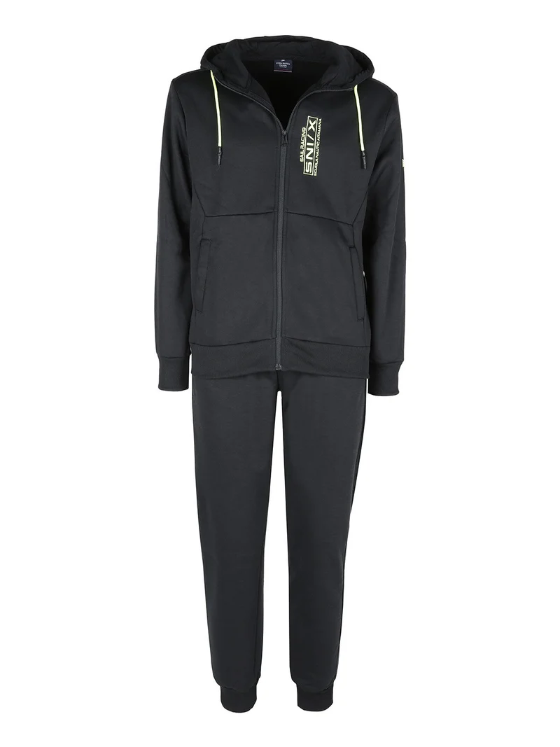 Tuta da uomo 2 pezzi con cappuccio e zip - nero
