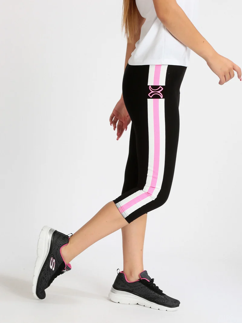 Leggings sportivi donna a pinocchietto - nero