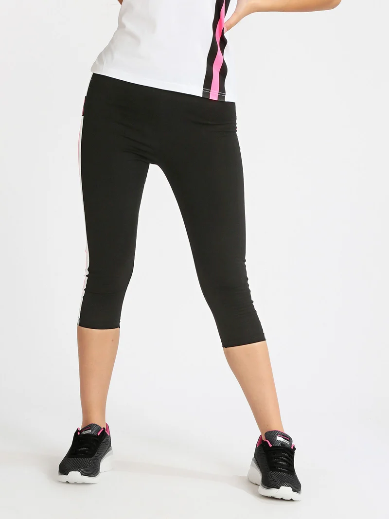 Leggings sportivi donna a pinocchietto - nero