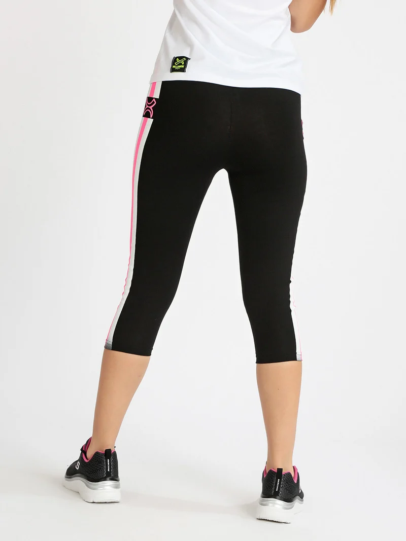 Leggings sportivi donna a pinocchietto - nero