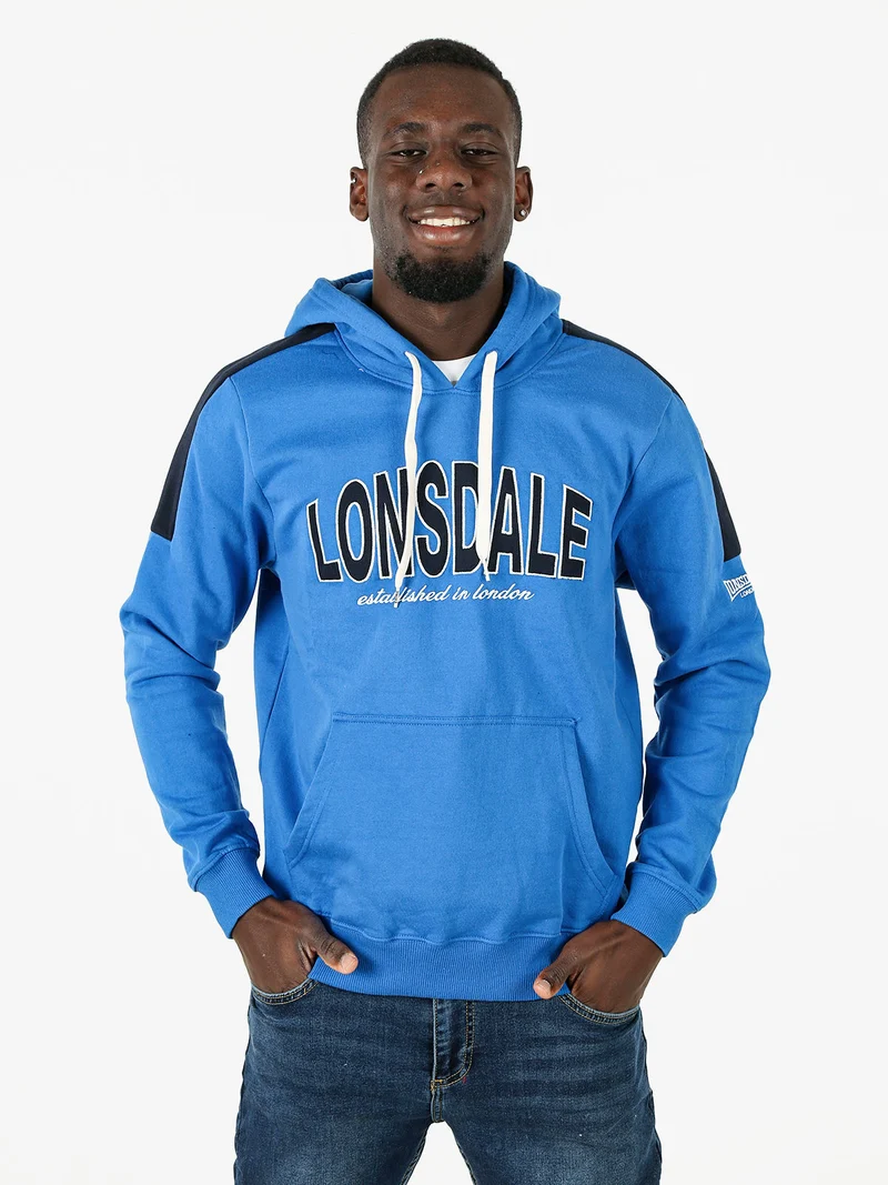 Felpa sportiva da uomo cappuccio e logo - blu