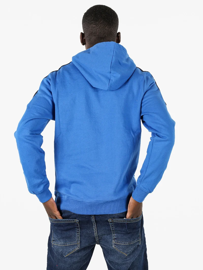 Felpa sportiva da uomo cappuccio e logo - blu