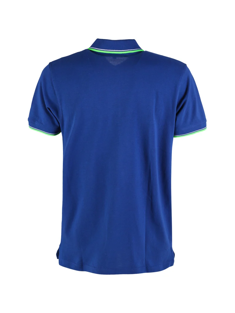 Polo da uomo a maniche corte in cotone - blu