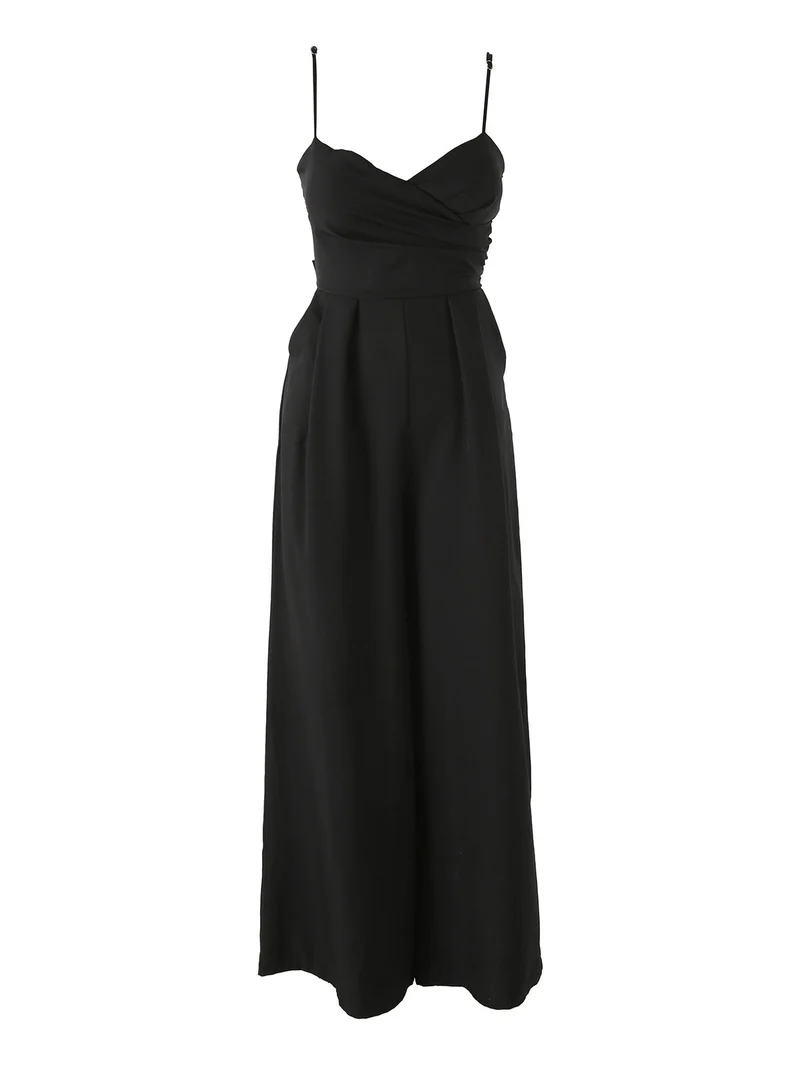 Tuta jumpsuite da donna con spalline sottili e coppe imbottite - nero