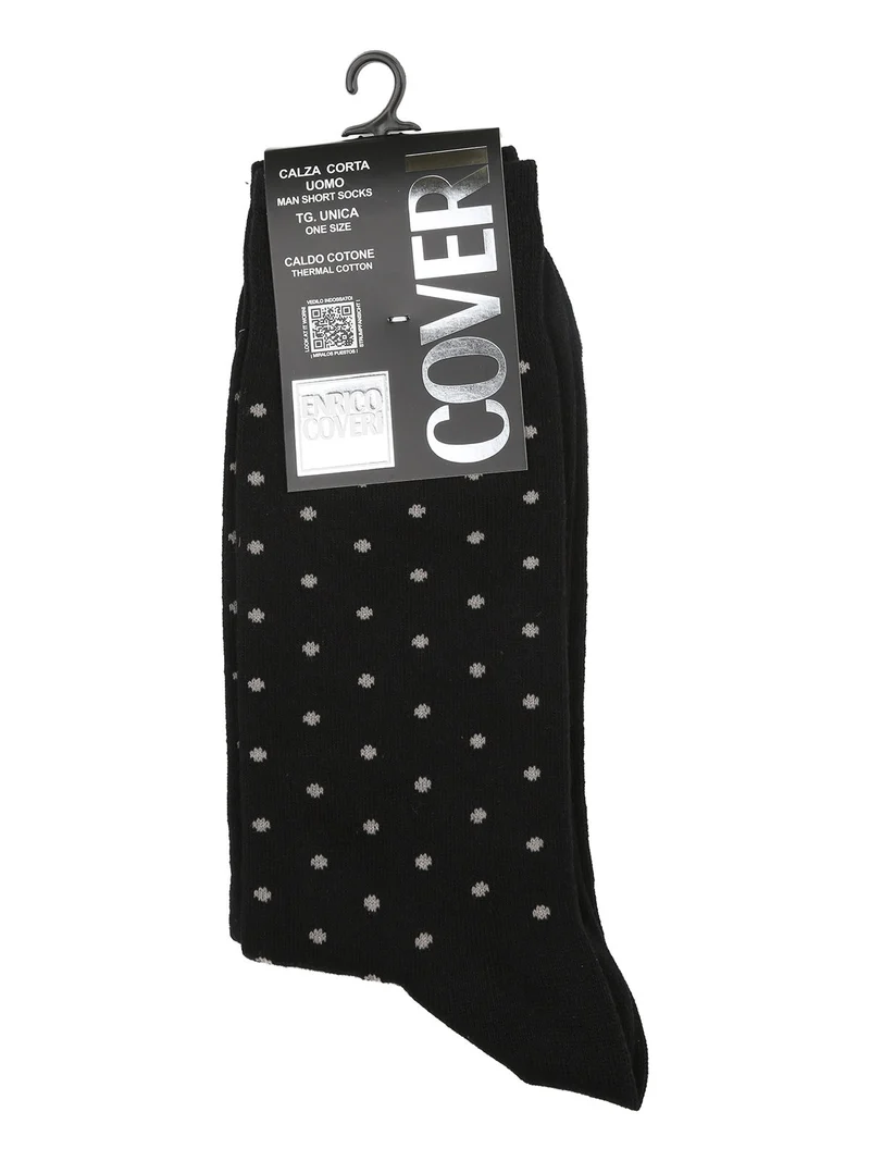 Calze corte uomo a pois in caldo cotone - nero