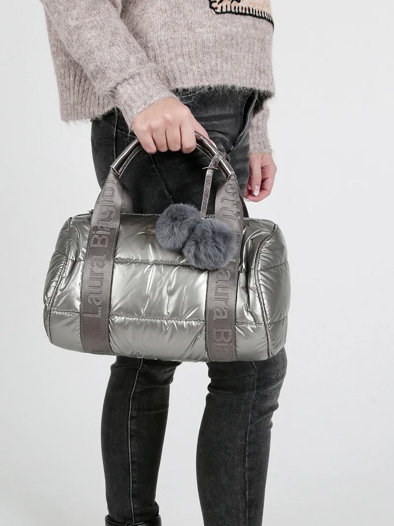 Borsa a bauletto puffer da donna - grigio scuro
