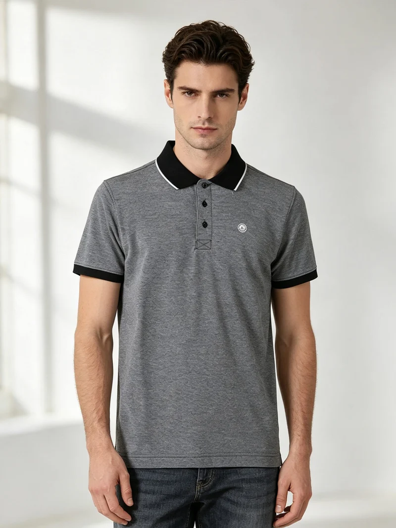 Polo da uomo in cotone a maniche corte con logo - nero