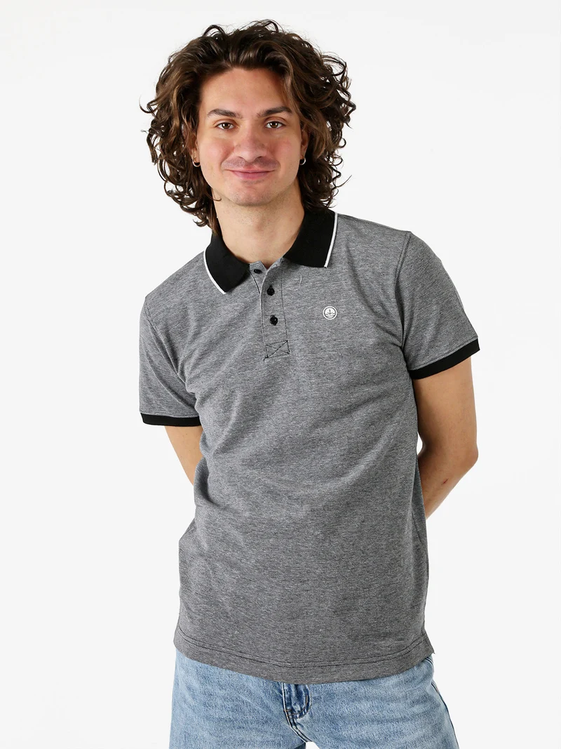 Polo da uomo in cotone a maniche corte con logo - nero