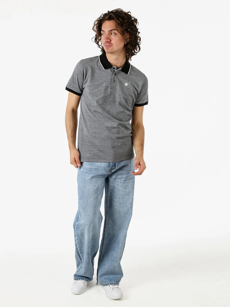 Polo da uomo in cotone a maniche corte con logo - nero
