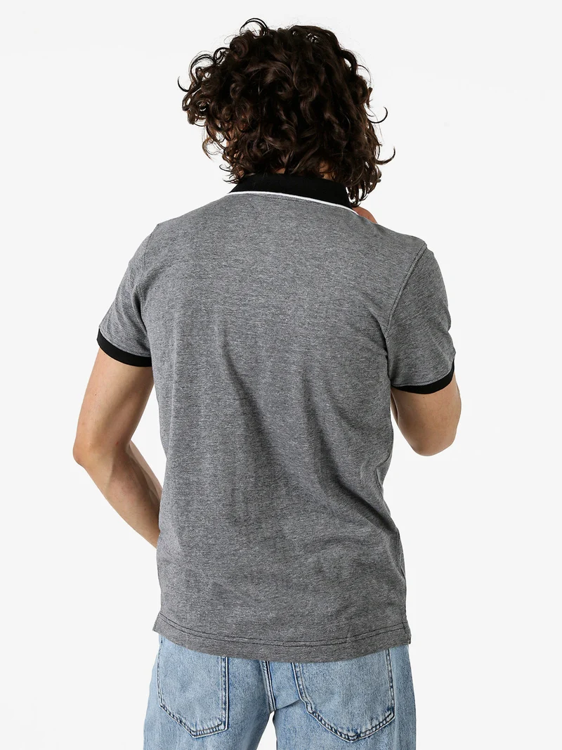 Polo da uomo in cotone a maniche corte con logo - nero
