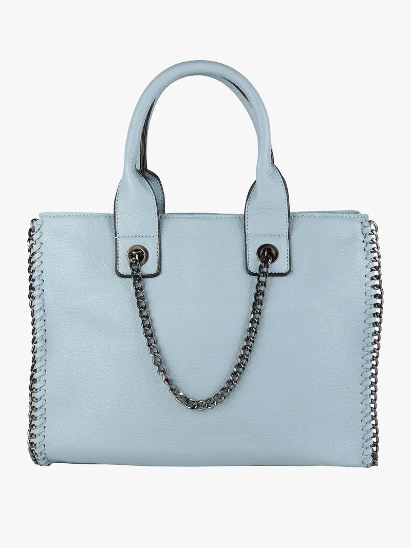 Borsa donna con doppi manici e catena - azzurro