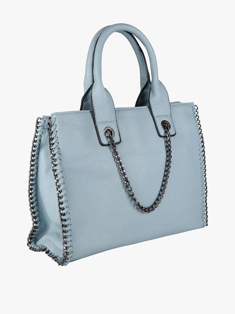 Borsa donna con doppi manici e catena - azzurro