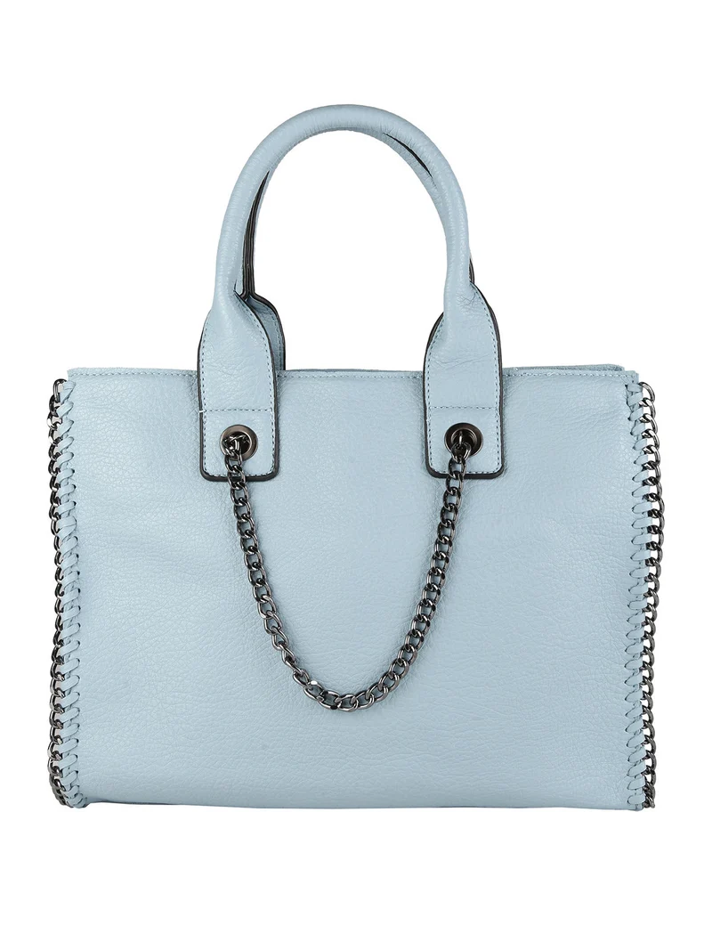 Borsa donna con doppi manici e catena - azzurro