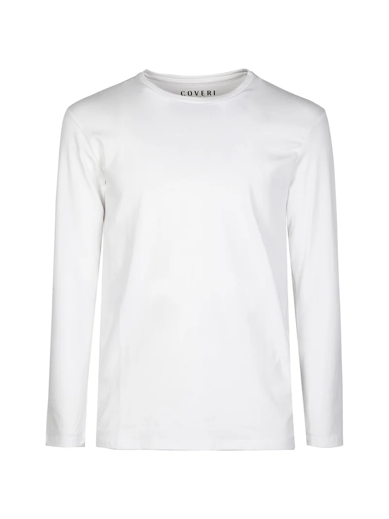 T-shirt manica lunga uomo in cotone - bianco