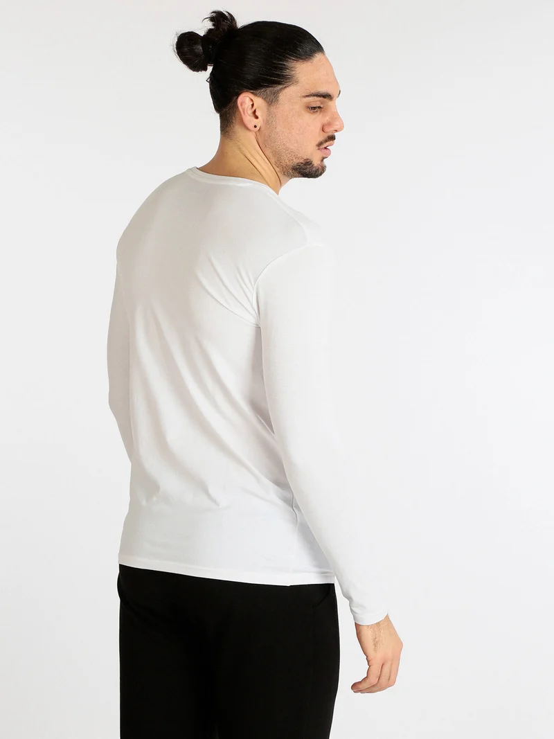 T-shirt manica lunga uomo in cotone - bianco