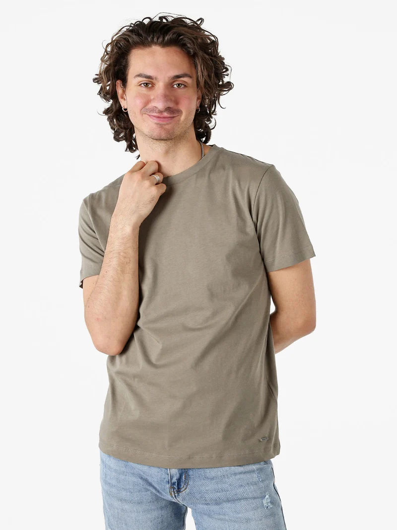 T-shirt girocollo da uomo in cotone - fango