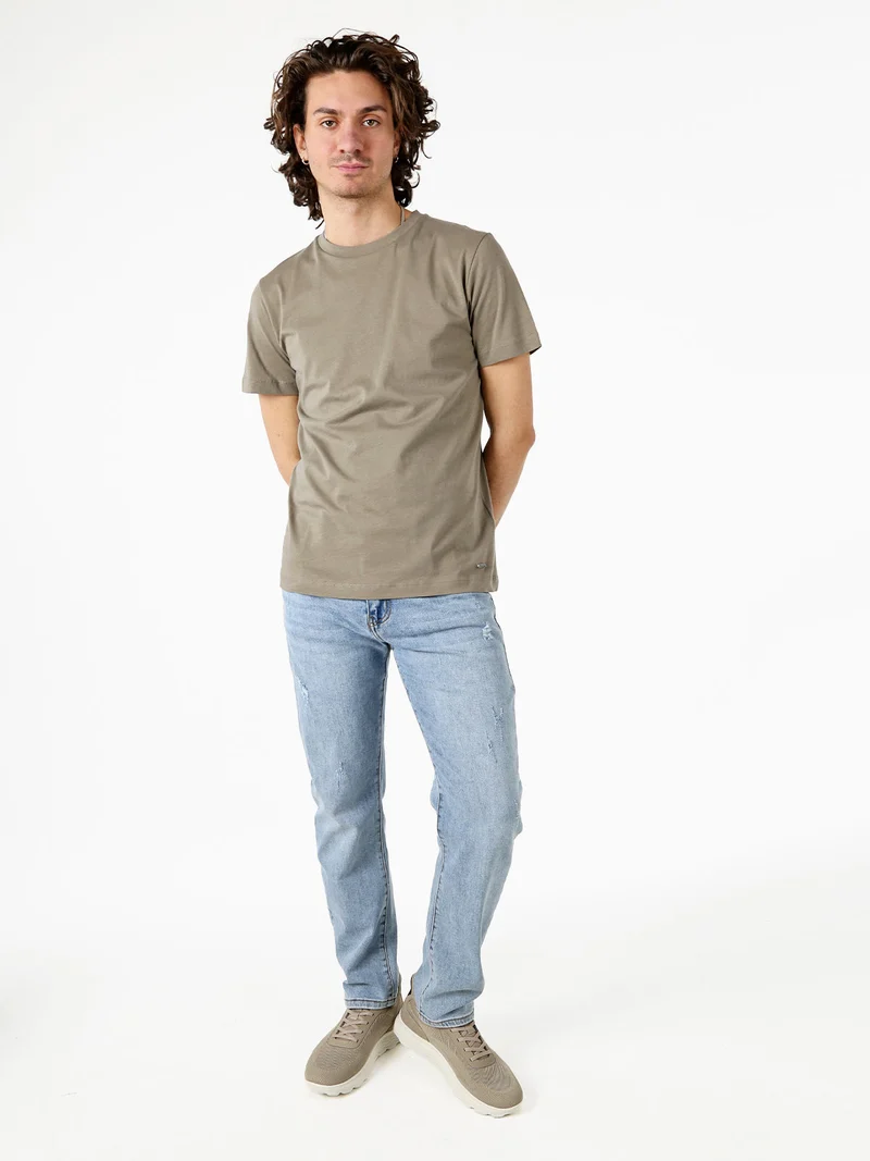 T-shirt girocollo da uomo in cotone - fango