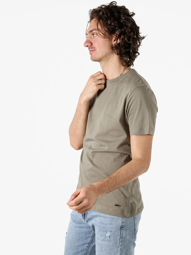 T-shirt girocollo da uomo in cotone - fango