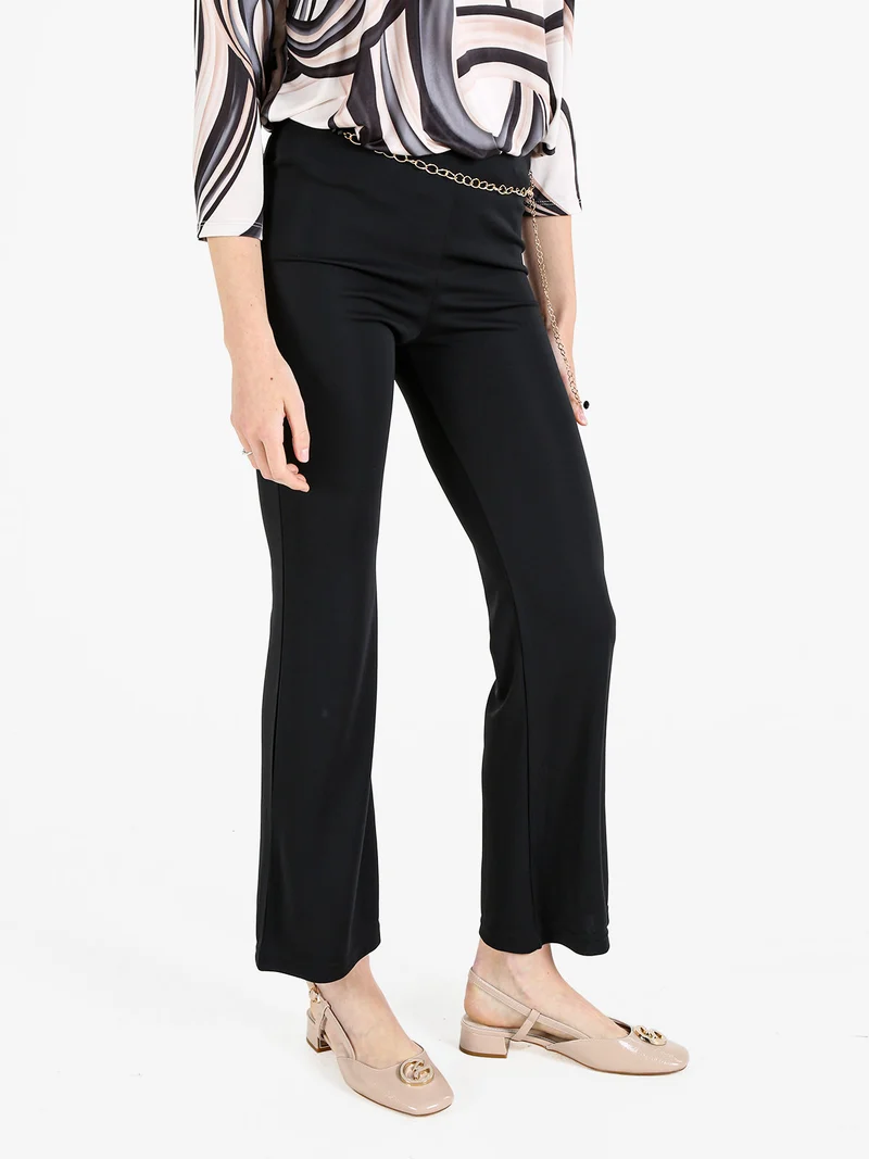 Pantaloni eleganti da donna con cintura a catena - nero