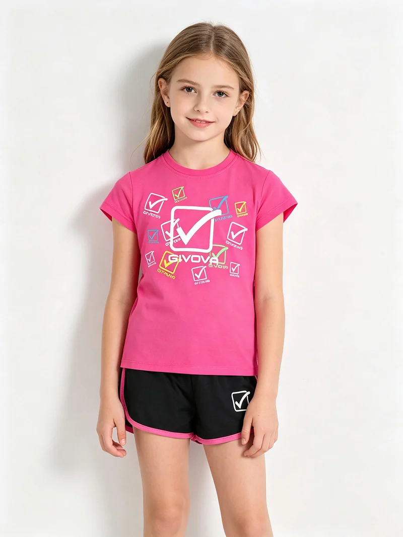 Completo corto 2 pezzi da bambina - fucsia